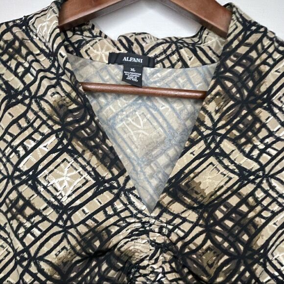 Alfani V-Neck Geometeric Polyester/Spandex Shirt - Picture 3 of 7